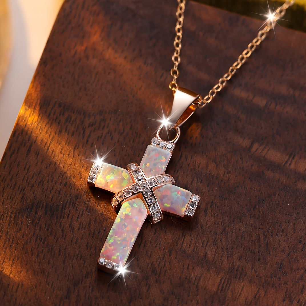 Opal Cross Necklace
