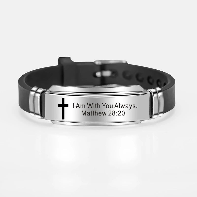Cross Jesus Scripture Quote Bracelet