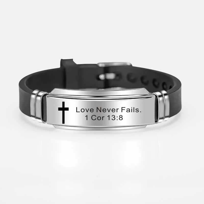 Cross Jesus Scripture Quote Bracelet