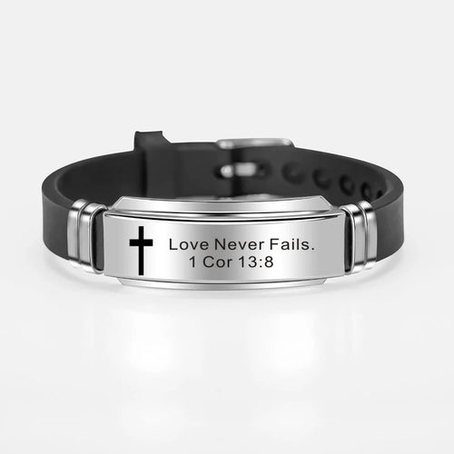 Cross Jesus Scripture Quote Bracelet