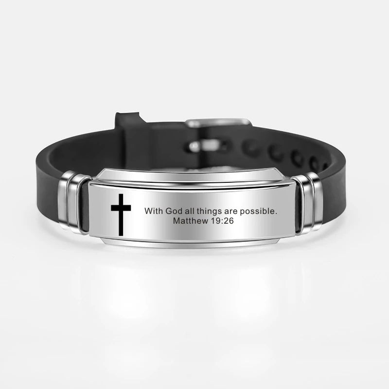 Cross Jesus Scripture Quote Bracelet