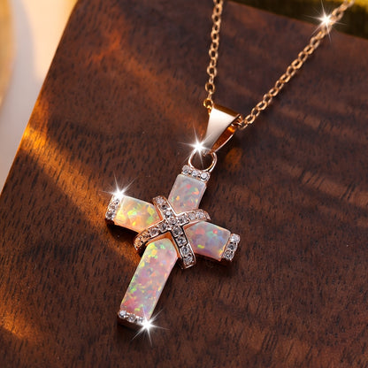 Opal Cross Necklace