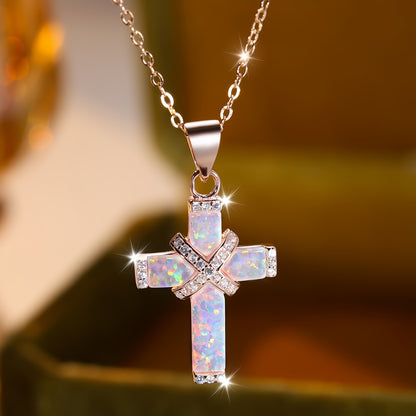 Opal Cross Necklace