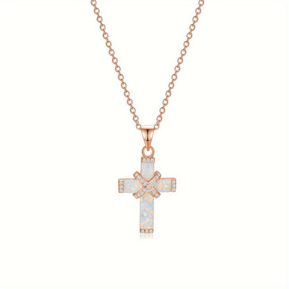 Opal Cross Necklace