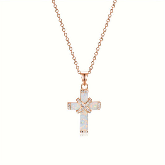 Opal Cross Necklace